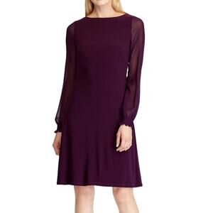 Ralph Lauren Cocktail Dress Size 16 Shift Purple Classy Wedding Guest Elegant